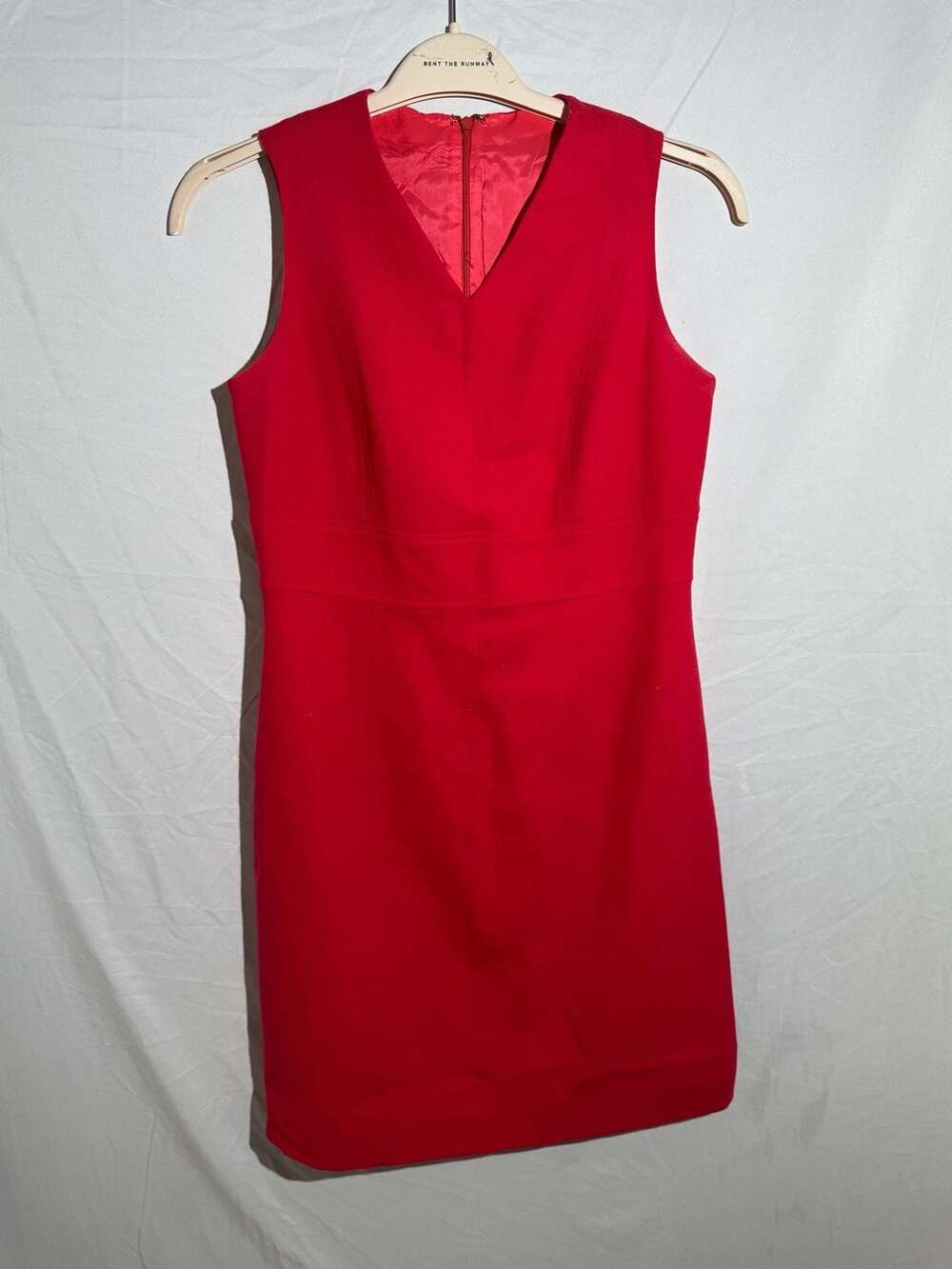 Georgiou Studio Red Worsted Wool Sheath Dress Womens 8 V Neck Sleeveless Vintage